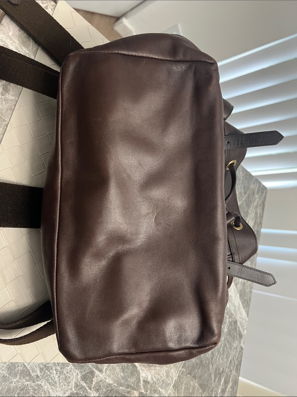 Coach Dark Brown Leather Buckle Backpack with Brass Hardware - Picture 15 of 17
